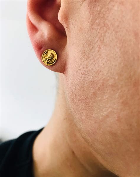 versace gold stud earrings men's.